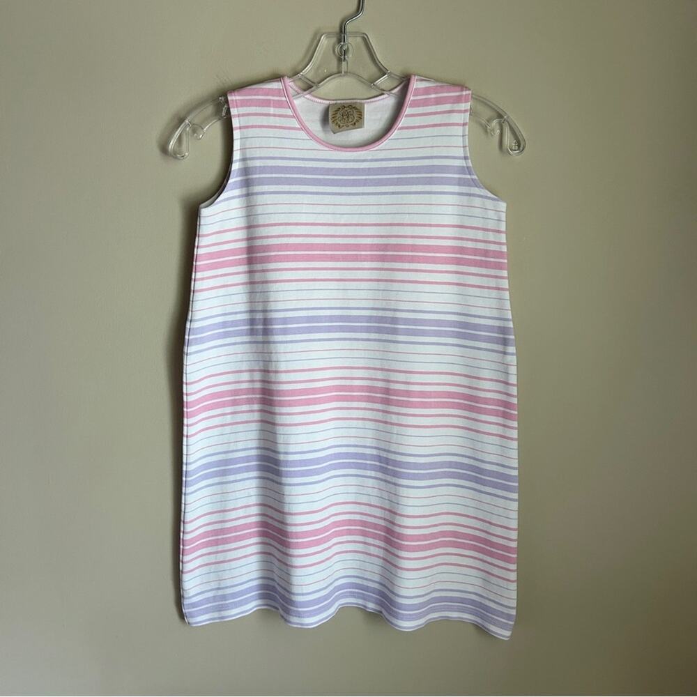 The Beaufort Bonnet Company White/Pink/Purple Striped Sleeveless Dress Size 10